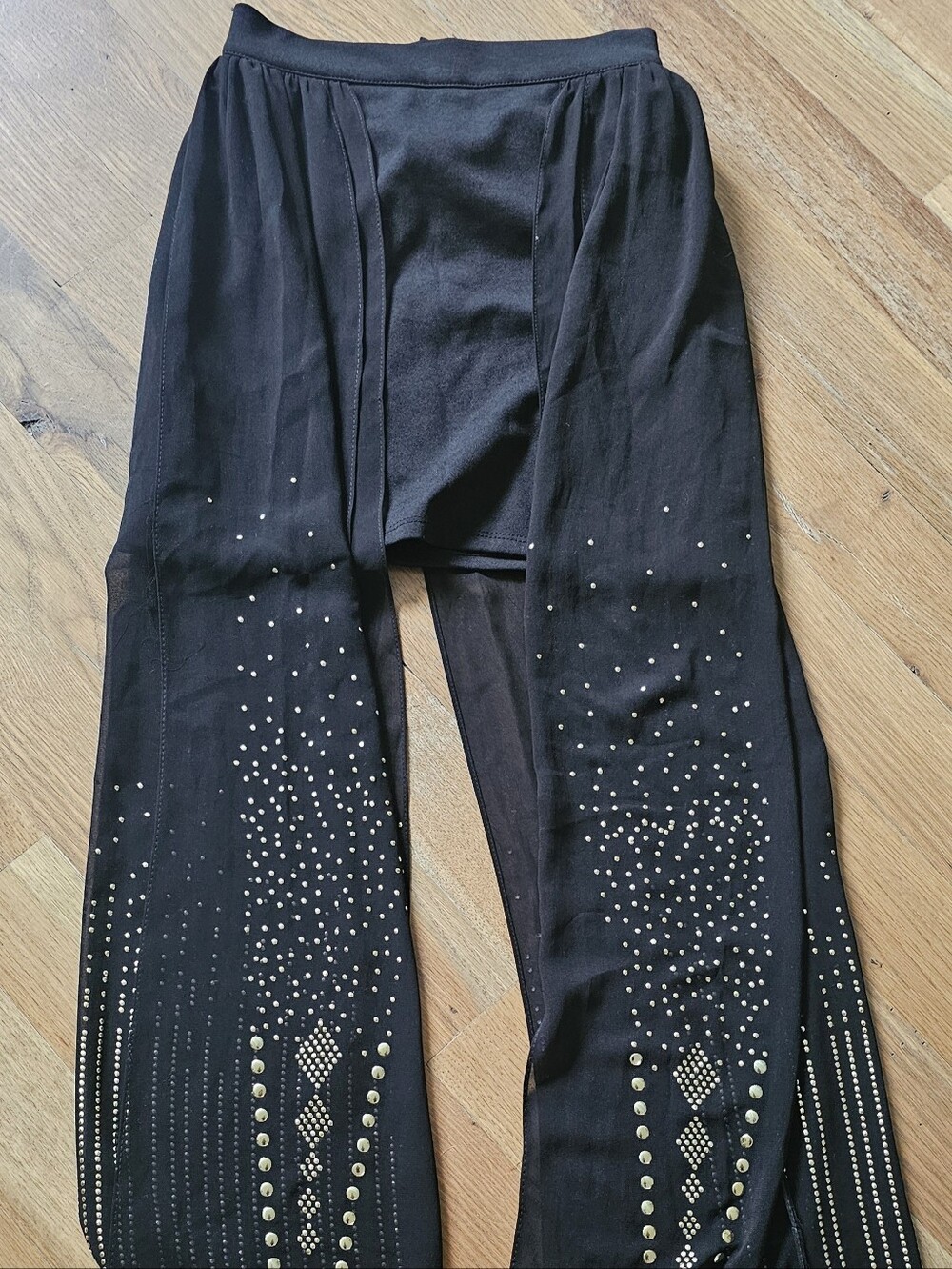 River Island Black Studded Wide Leg Pants — Size 8. Statement Piece